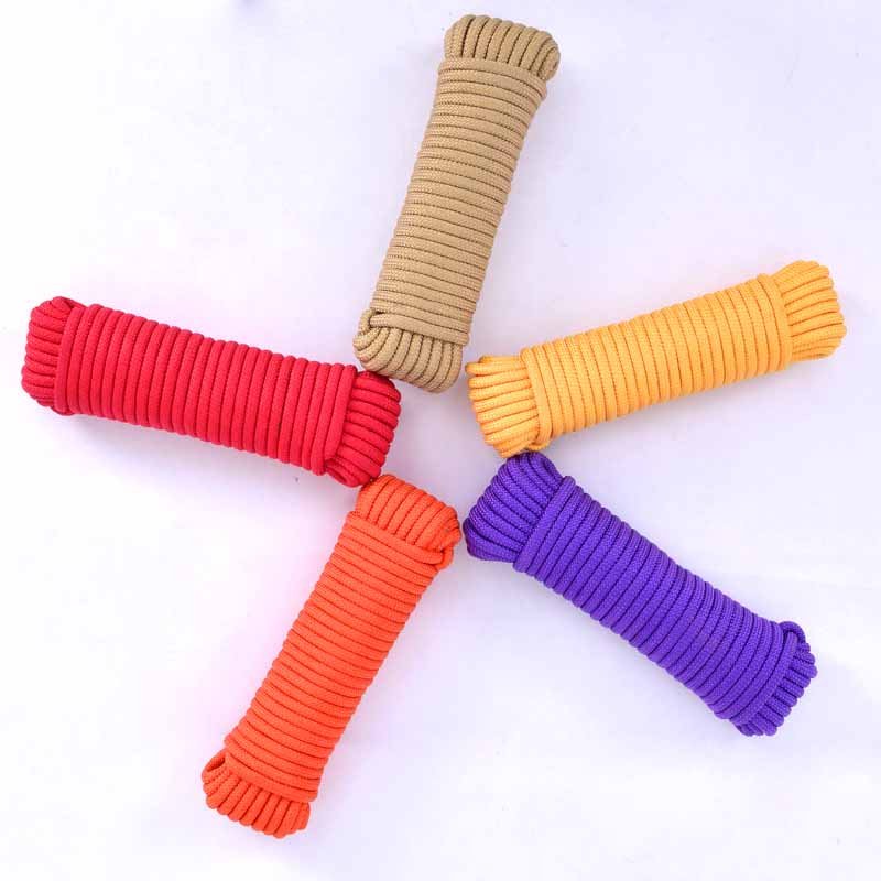 2mm-10mm Spot wholesale nylon rope Polyester fiber core 10 color woven rope climbing boat yacht sailing Outdoor tent rope