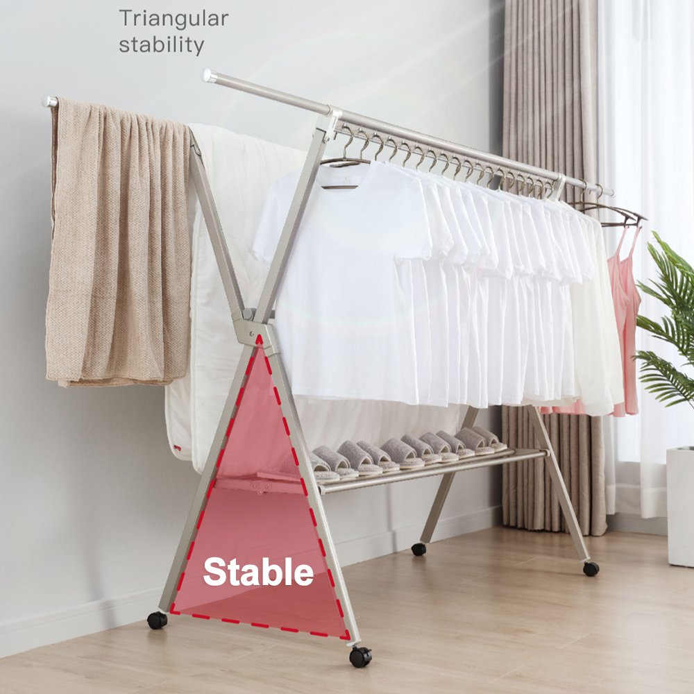 Clothes Drying Rack Clothing Folding Indoor Outdoor Laundry Drying Rack Portable Garment Rack Clothesline