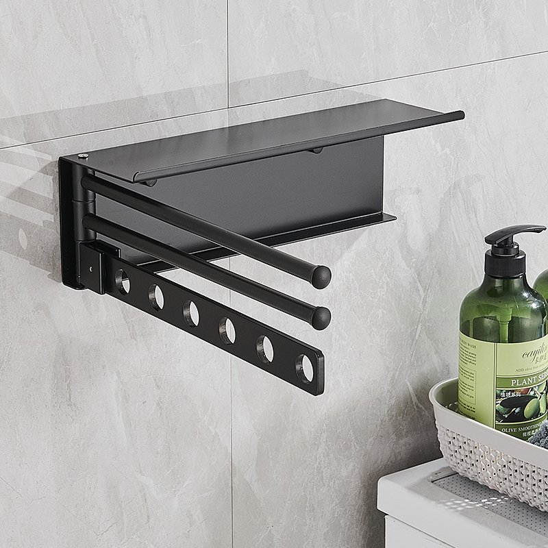 Wall Mounted Clothesline Laundry Folding Clothing Racks For Hanging Clothes With Shelves