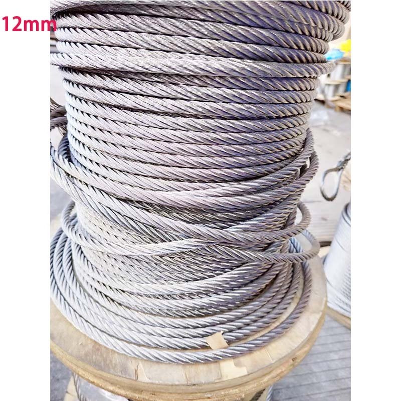 Guangdong factory for SS304 306 stainless steel 7*19 cable wire rope 12mm for water amusement facilities