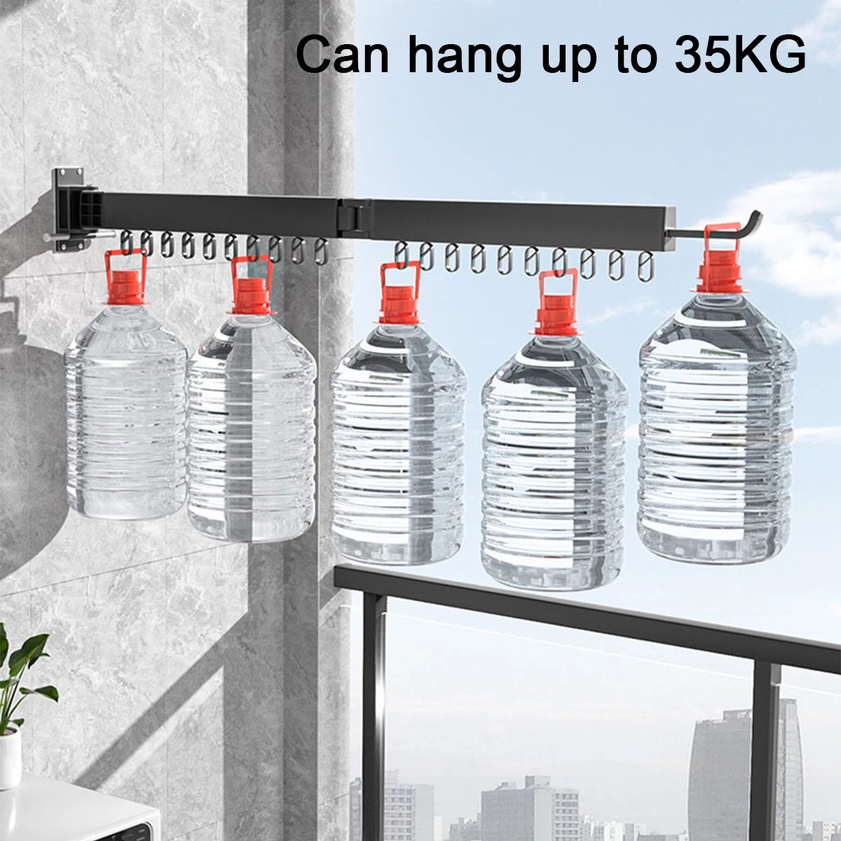 Folding Clothes Hanger Wall Mount Retractable Cloth Drying Rack Space Saving Aluminum Home Laundry Clothesline washing lines