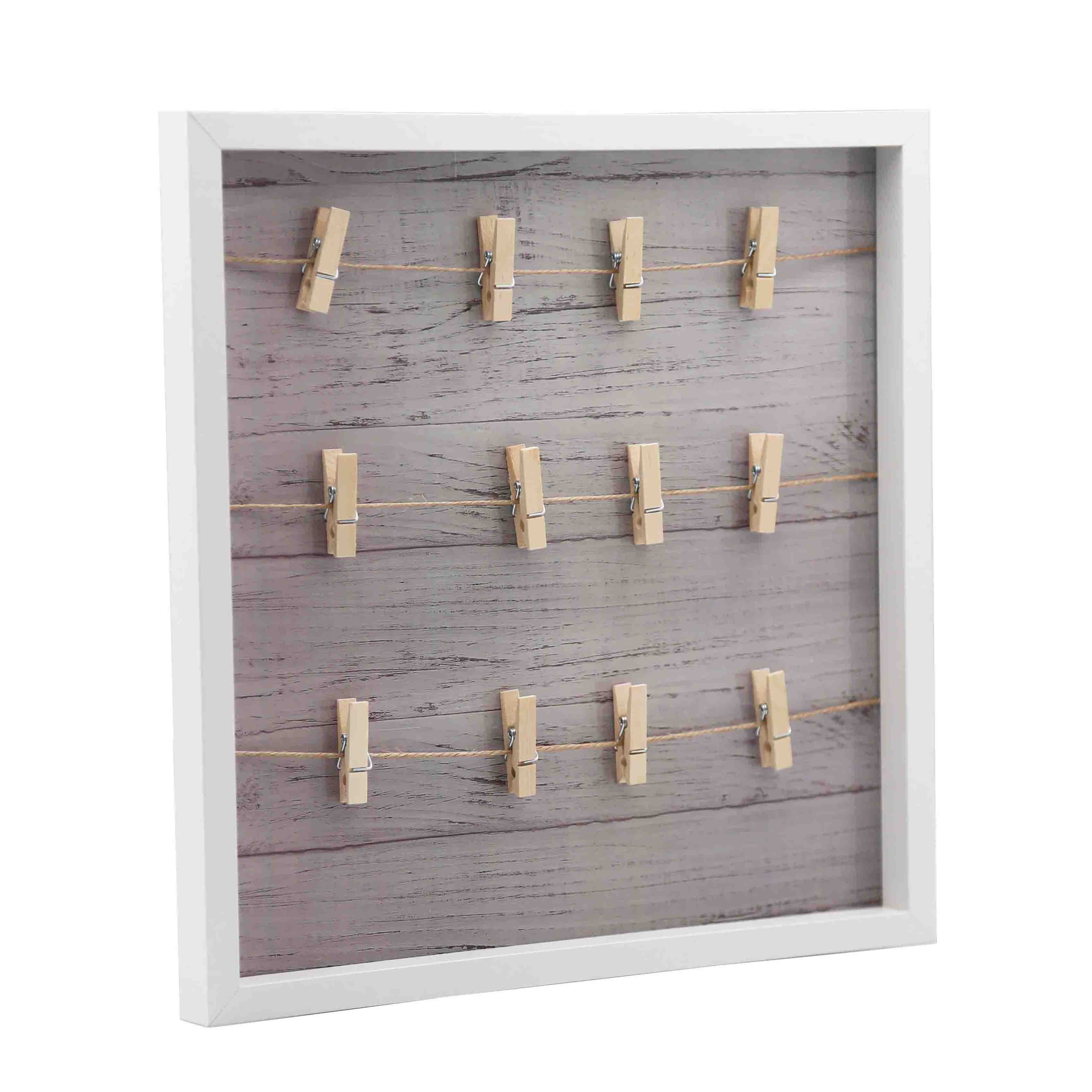 Roolee wood picture frame collage for multi photo dispalywall decor-vertical& horizontal display clothesline wall picture frame