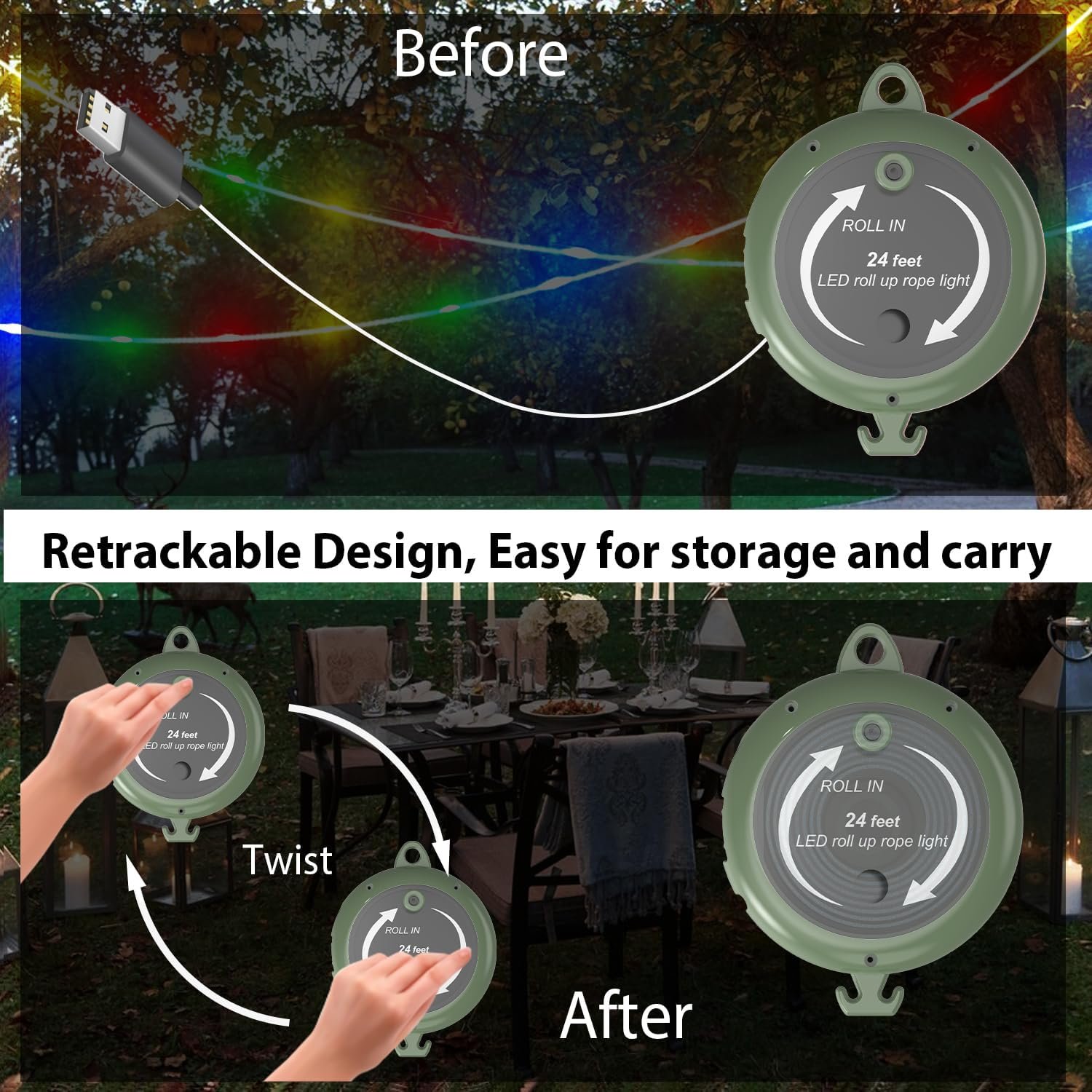 USB string light Multi Outdoor Hanging Rope light Portable Travel Clothesline Cord,Camping Retractable Telescopic Clothesline