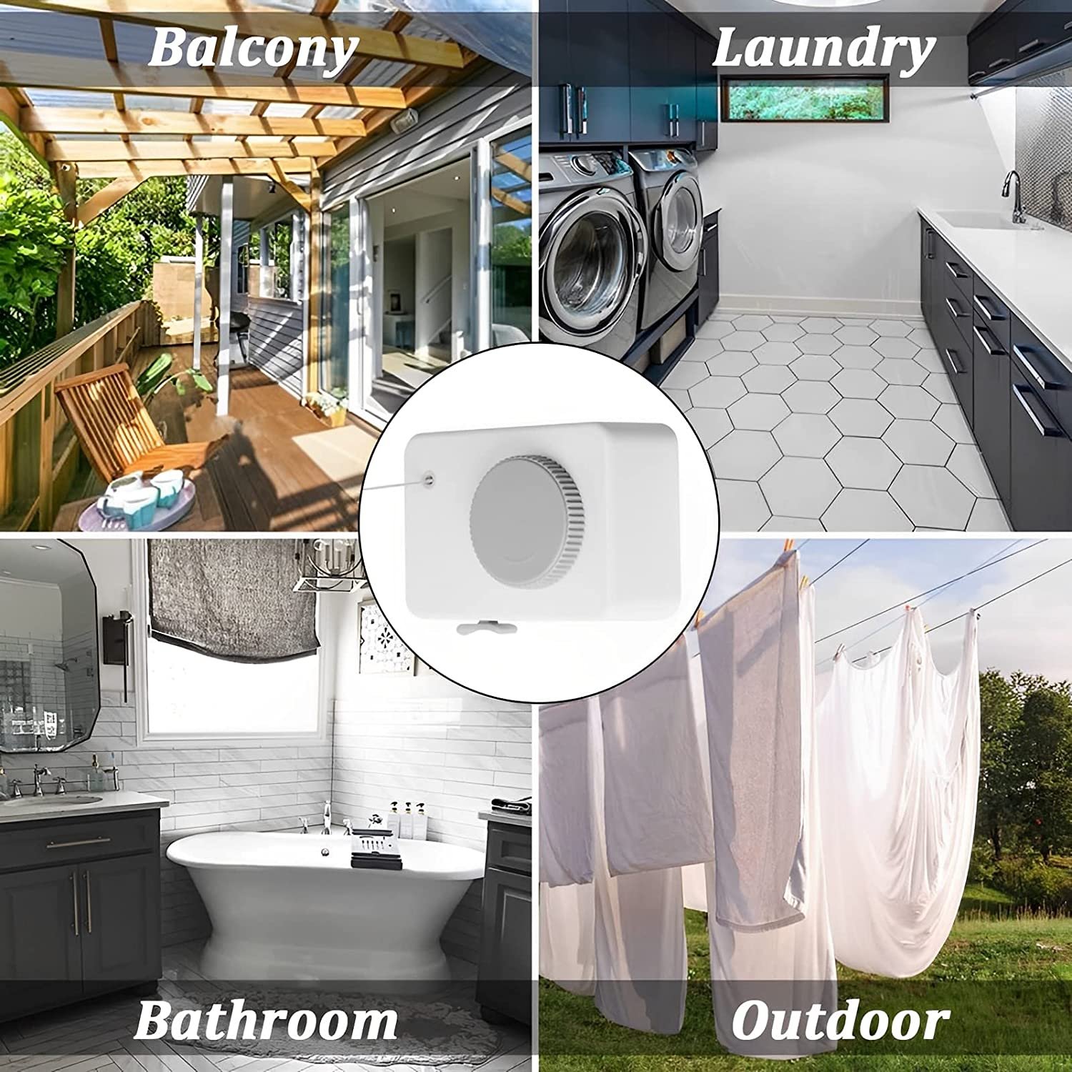 Retractable Clothesline Indoor, Heavy Duty Clothes Drying Laundry Line, Wall Mounted Drying Rack Clothing Line for Bathroom