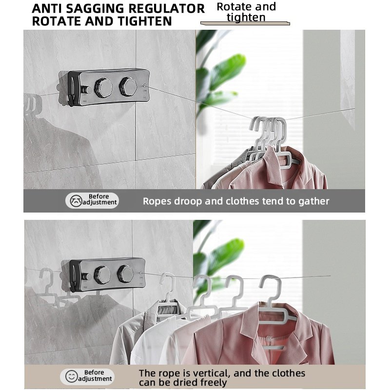 5.1m ABS Laundry Balcony Shrinkable Outdoor Double Single Washing Storage Drying Lines Clothesline Retractable Rope