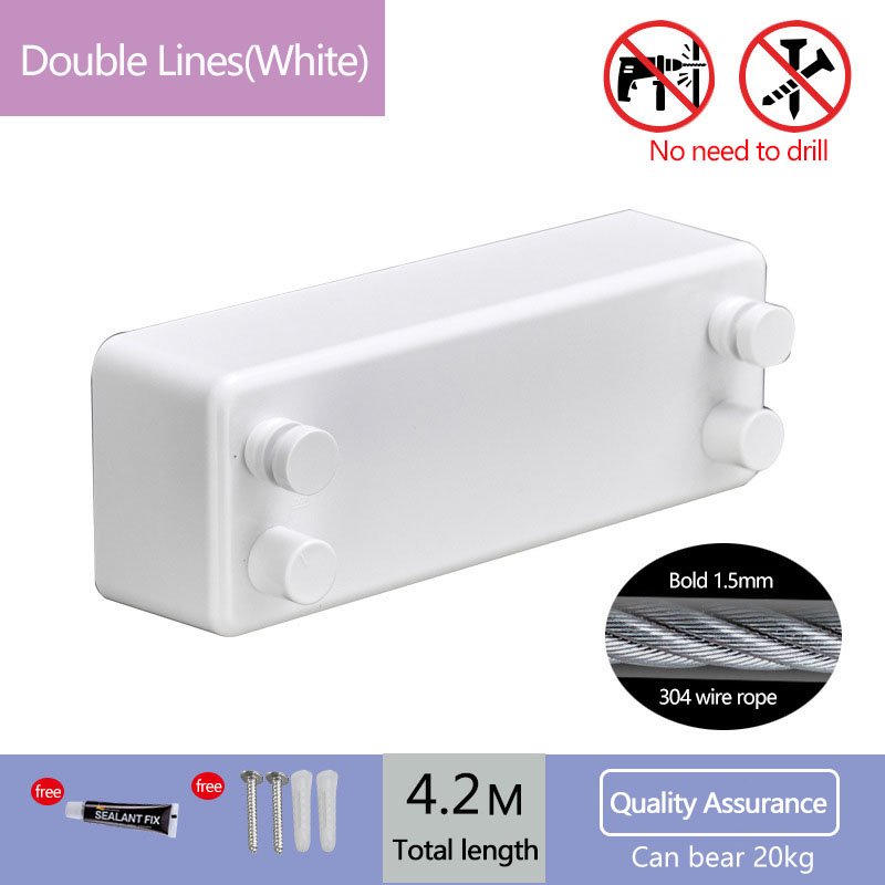 Retractable Clothesline with Adjustable Stainless Steel Double Rope,Wall Mounted Space-Saver Drying Line for Balcony,Bathroom