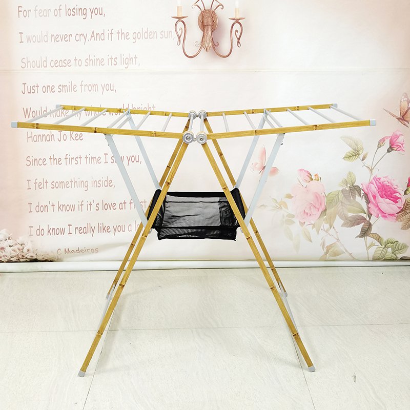 AL-8018CB+W Aluminum Floor-standing Clothes Drying Rack Indoor Outdoor Clothes Storage Movable Folding Wing Clothesline