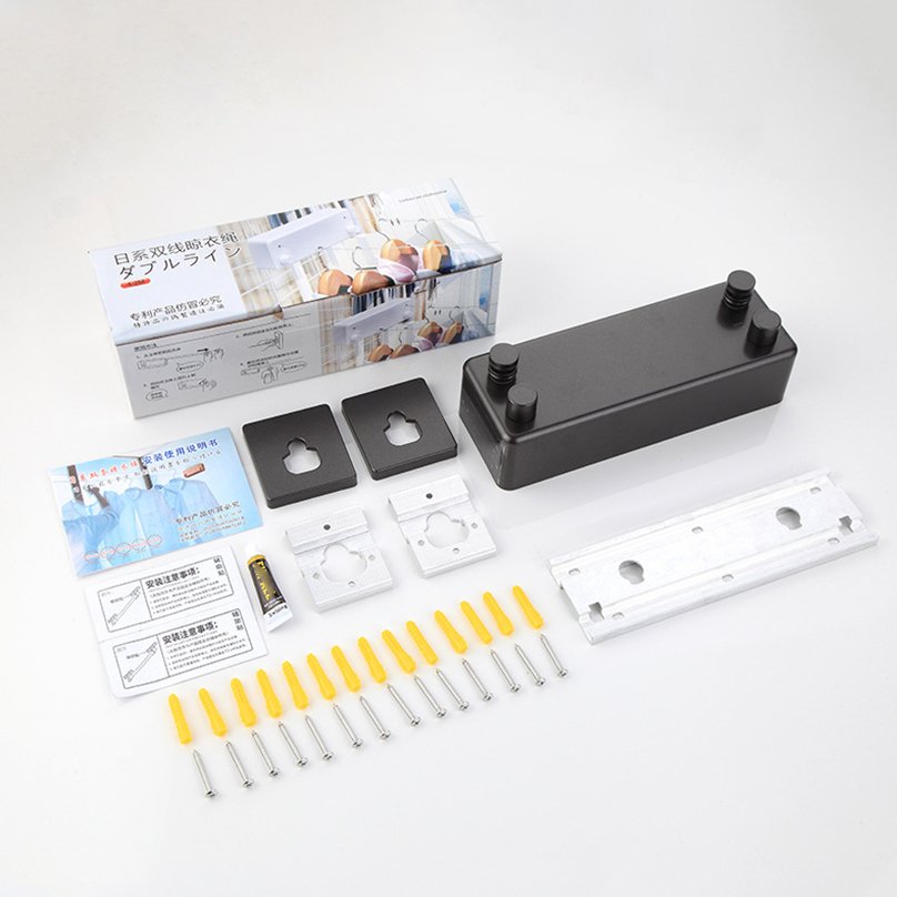 698SY Stainless Steel 4.2M Double Wire Clothesline Stand Wall Folding Clothesline Retractable Clothesline For Balcony