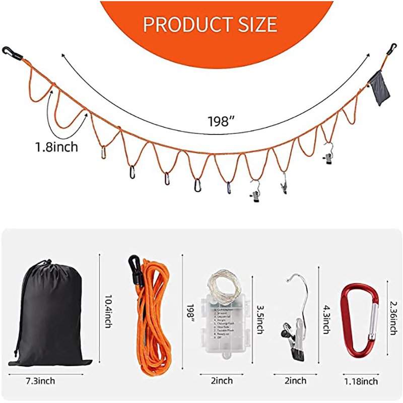 Campsite Storage Strap with 16ft Adjustable Tent Camping Lanyard Rope Clothesline for Hanging Camping Gear Tent Accessories