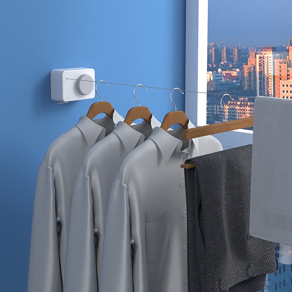 Heavy Duty Clothes Drying Line Retracting Hanging Clothing Rack Retractable Clothesline
