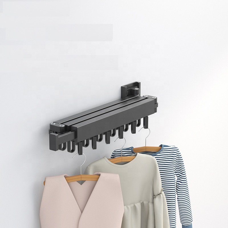 Foldable Clothes Hanger Wall Mount Retractable Cloth Drying Rack Indoor Outdoor Space Saving Aluminum Home Laundry Clothesline