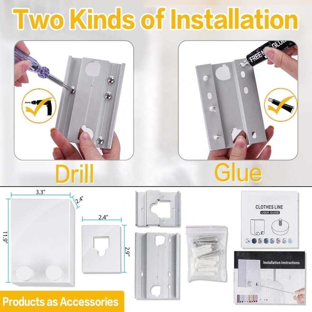 Hot selling 4.2M Retractable Clothesline Indoor Clothes Lines retracting Heavy Duty for Drying Laundry line Outdoor