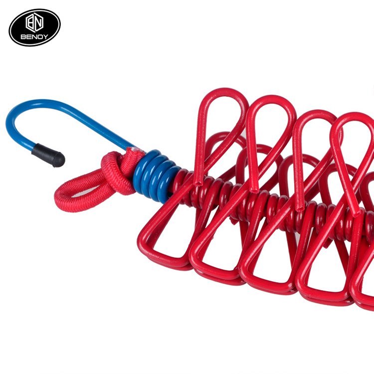 Hot sale New Good Quality portable retractable Travel cloth line rope with metal clip