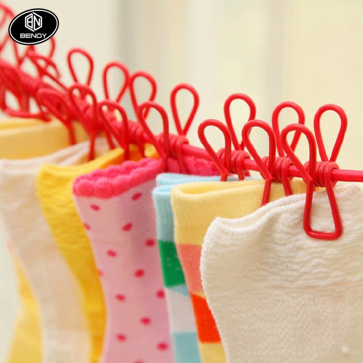 Hot sale New Good Quality portable retractable Travel cloth line rope with metal clip