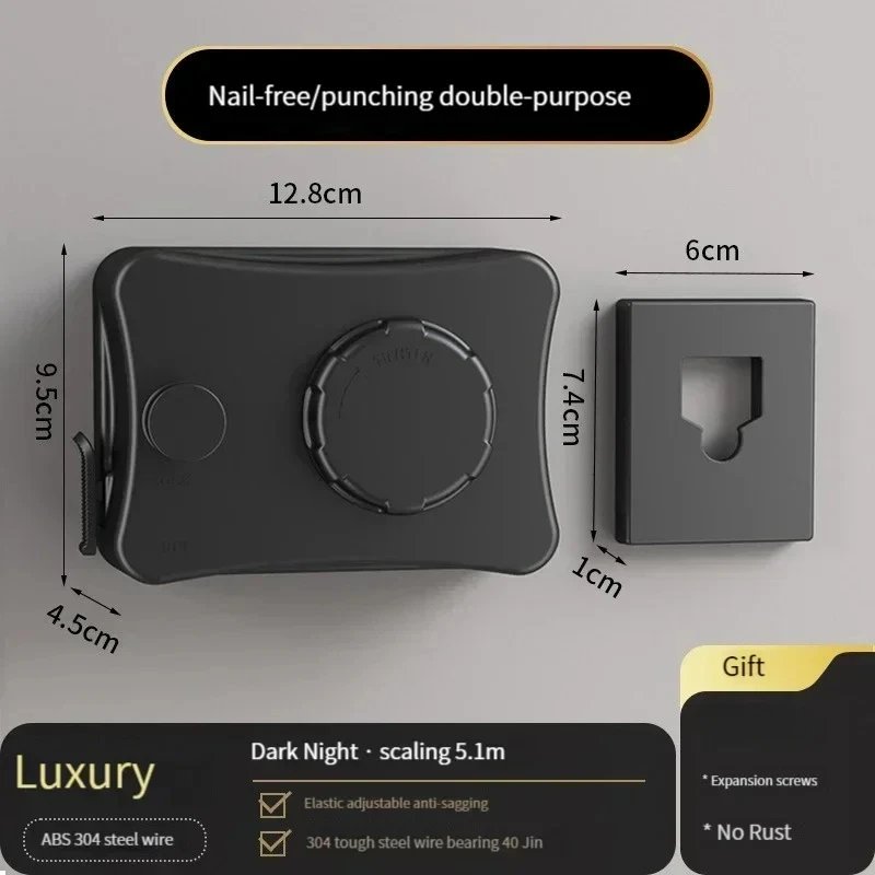 Adjustable Laundry Line Clothes Drying Rack Hanger Storage Bathroom Accessories Wall Mounted Invisible Retractable Clothesline