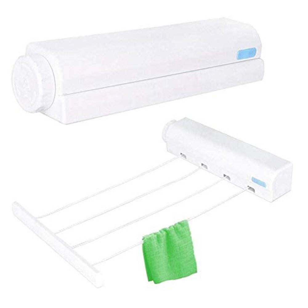 Household Essentials Automatic 4 Line Retractable Clothesline Clothes Dryer with 4 Bonus Hanging Hooks Indoor or Outdoor Use