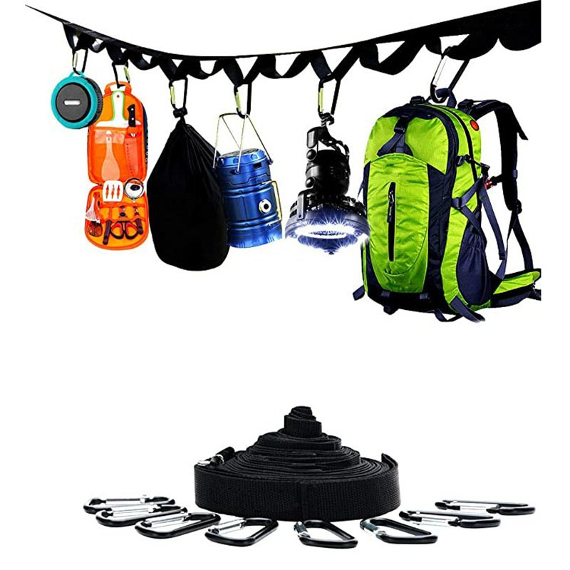 Outdoor Camping Non-slip stretch clothesline With 19 Clips Travel Stretchy Clothesline Sock Line Hanging Laundry Drying Rope