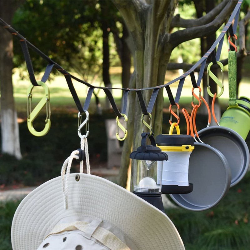 Outdoor Camping Non-slip stretch clothesline With 19 Clips Travel Stretchy Clothesline Sock Line Hanging Laundry Drying Rope