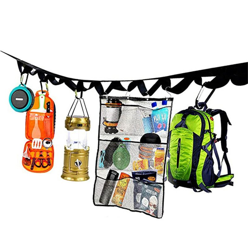Outdoor Camping Non-slip stretch clothesline With 19 Clips Travel Stretchy Clothesline Sock Line Hanging Laundry Drying Rope