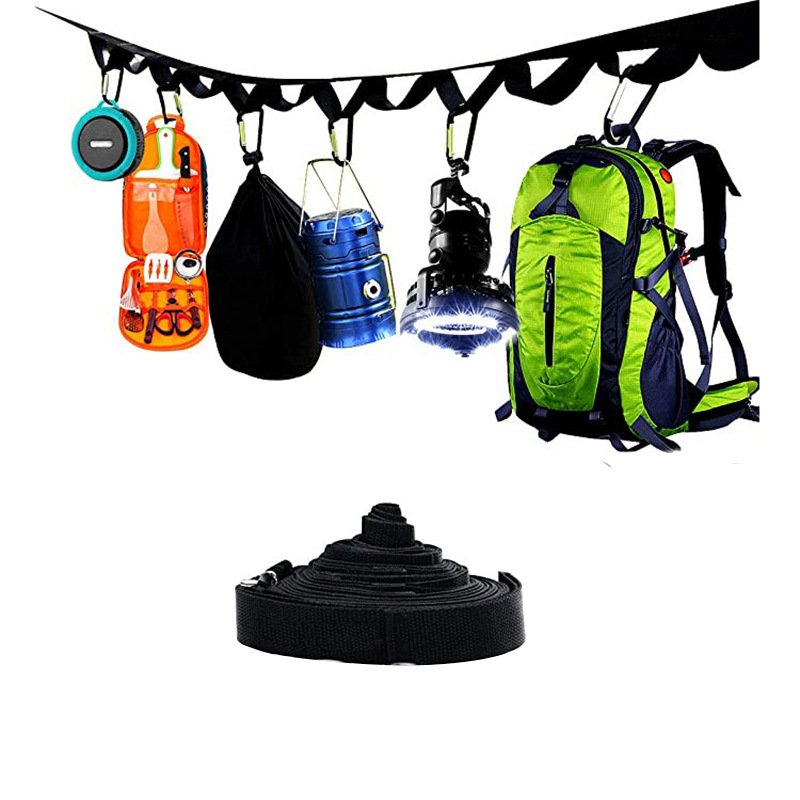 Outdoor Camping Non-slip stretch clothesline With 19 Clips Travel Stretchy Clothesline Sock Line Hanging Laundry Drying Rope