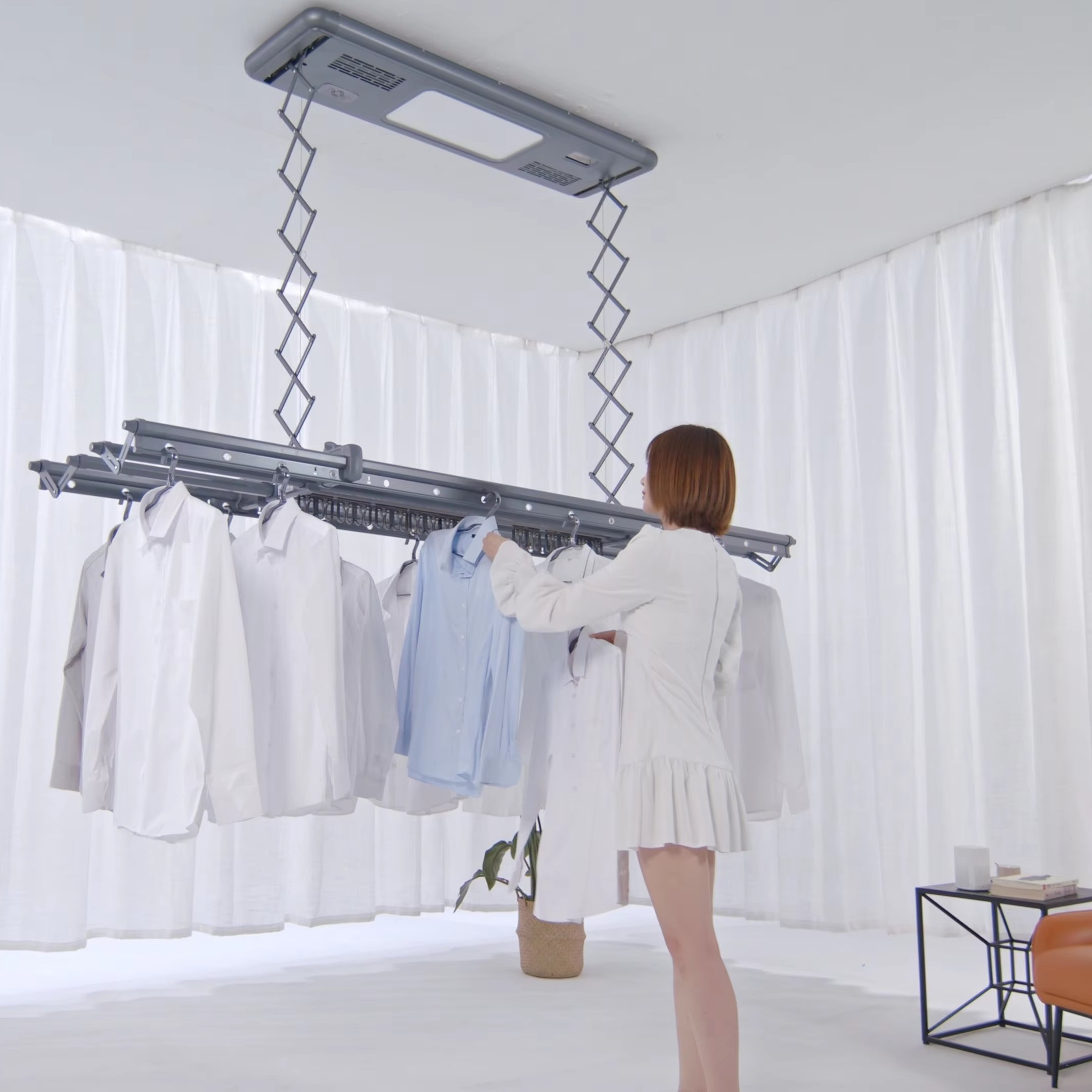 LED light hanging clothes dryer retractable clothesline electric clothes drying hanger rank