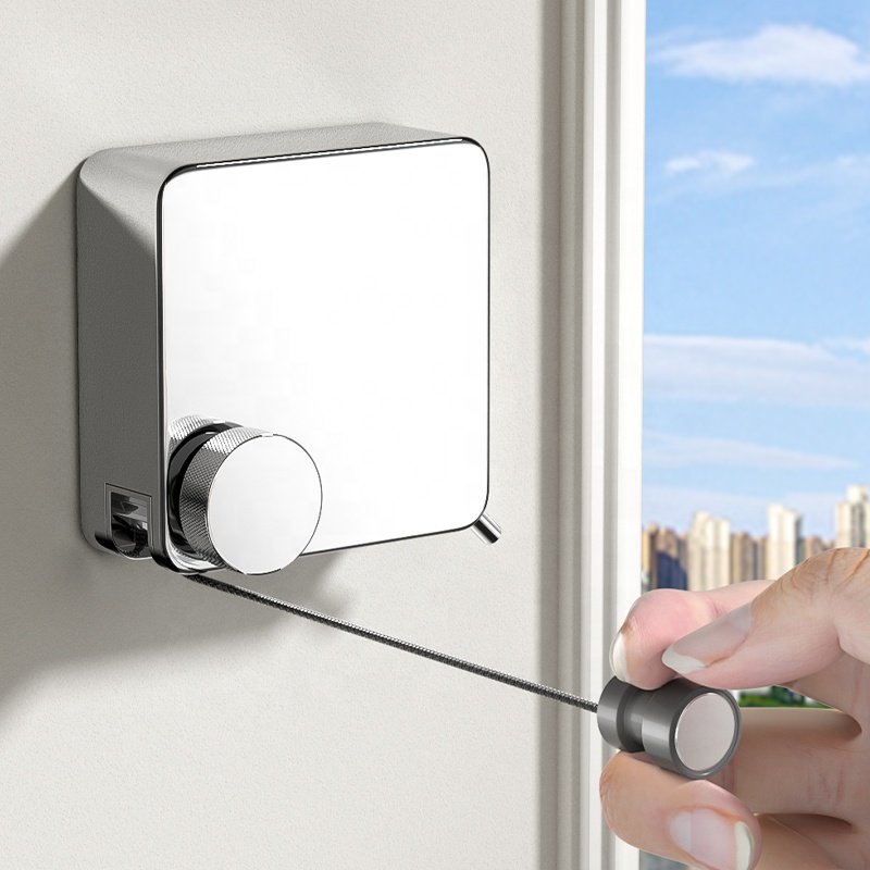 4m 304 Stainless Steel Retractable Indoor Bathroom Laundry Hotels Clothesline Rope For Hanging Drying Clothes
