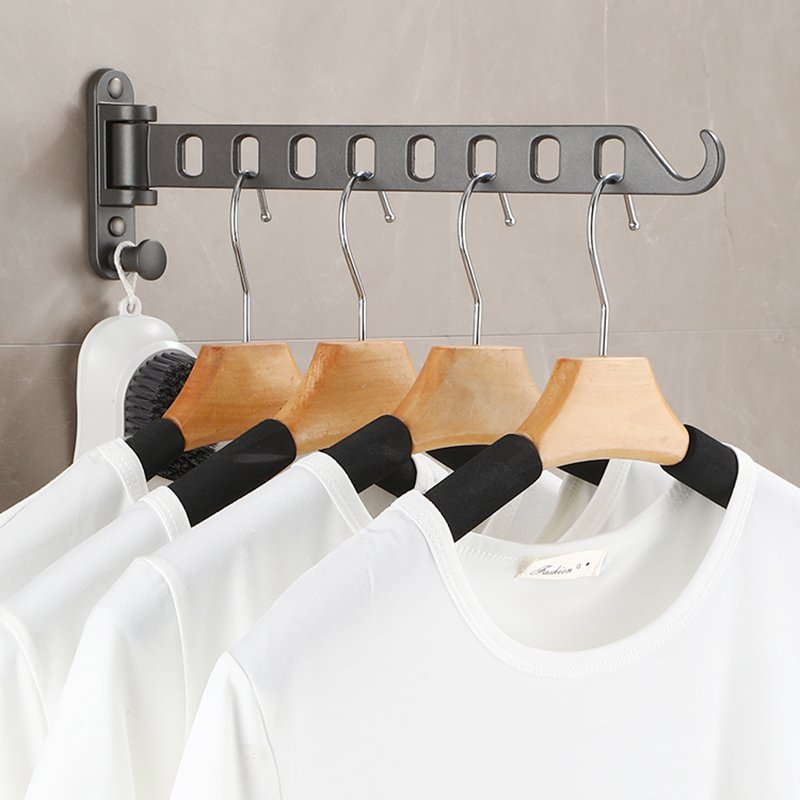 Home Saving Space Bathroom Laundry Black White Wall Mounted Foldable Clothes Drying Rack Aluminum