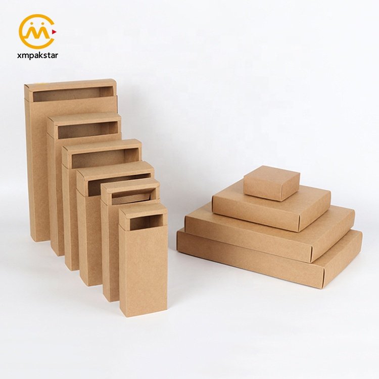 Factory custom eco friendly slide opening drawer brown black Kraft paper match packaging boxes for tea