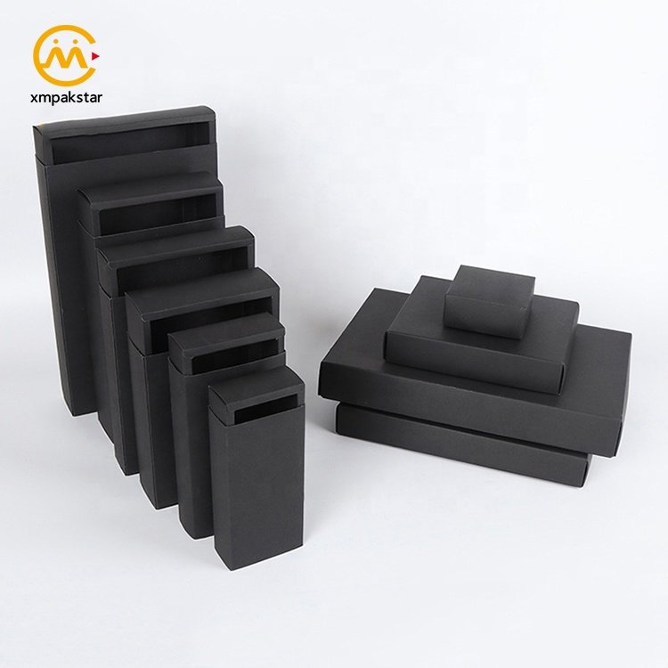 Factory custom eco friendly slide opening drawer brown black Kraft paper match packaging boxes for tea