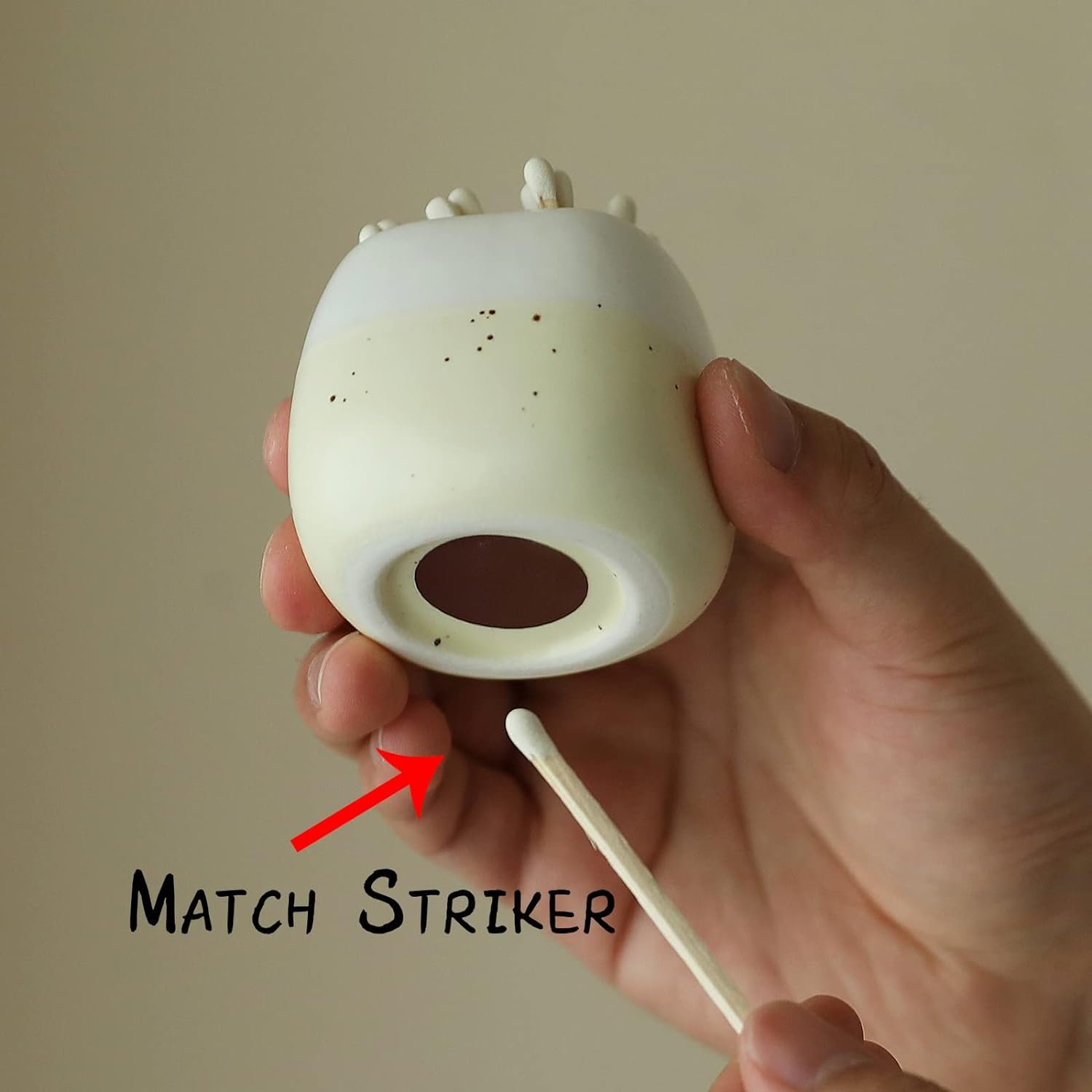 Mini Size Cute Ceramic Match Holder with Striker Idea Gifts for Decorative Modern Home Decor
