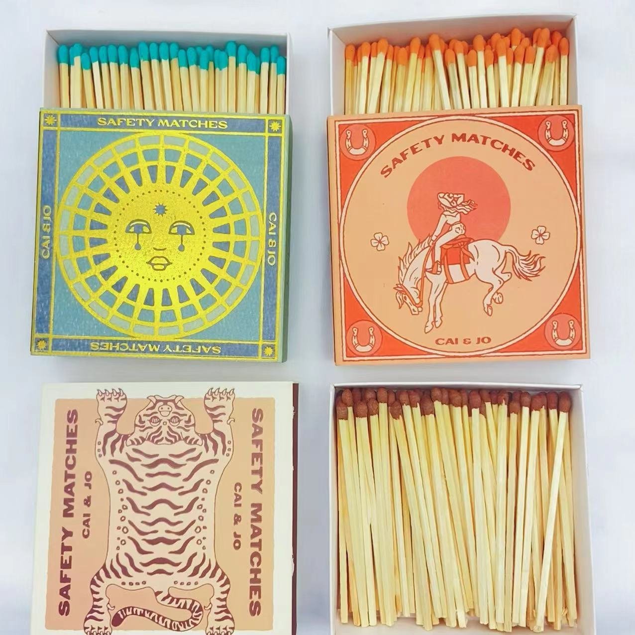 VLONG 4 inches wooden stick match with colored customize logo boxed match big square matchbox for cigar candle matches matchbox