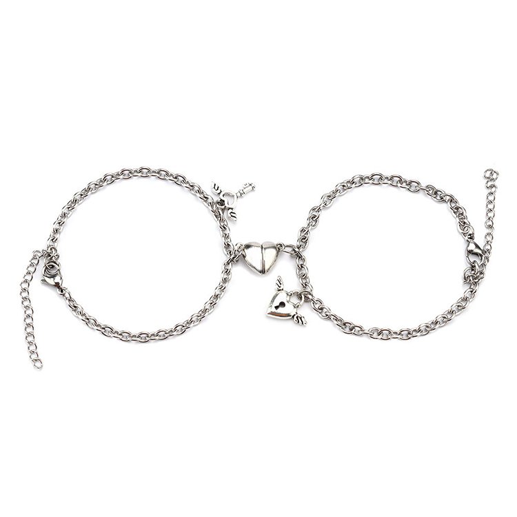 I029 Couple Bracelets Heart-Shaped Magnet Lock Key Bracelet Fashion Jewelry Bracelet & Bangles