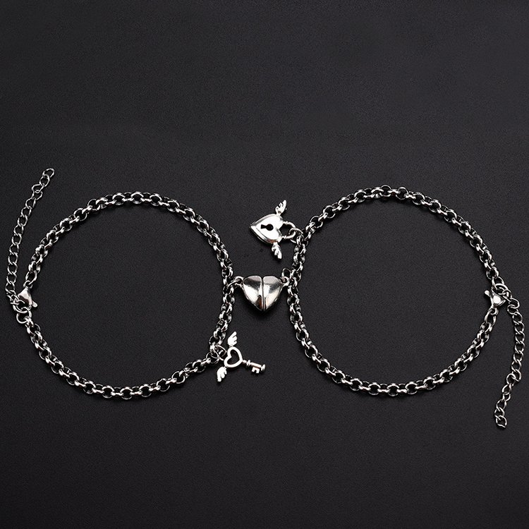 I029 Couple Bracelets Heart-Shaped Magnet Lock Key Bracelet Fashion Jewelry Bracelet & Bangles