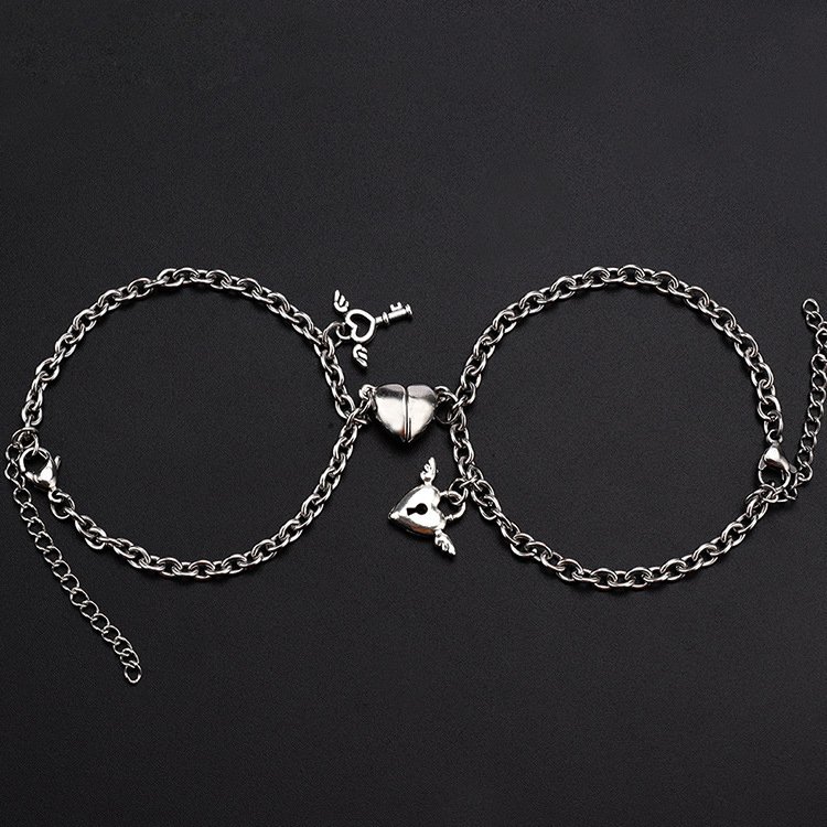 I029 Couple Bracelets Heart-Shaped Magnet Lock Key Bracelet Fashion Jewelry Bracelet & Bangles