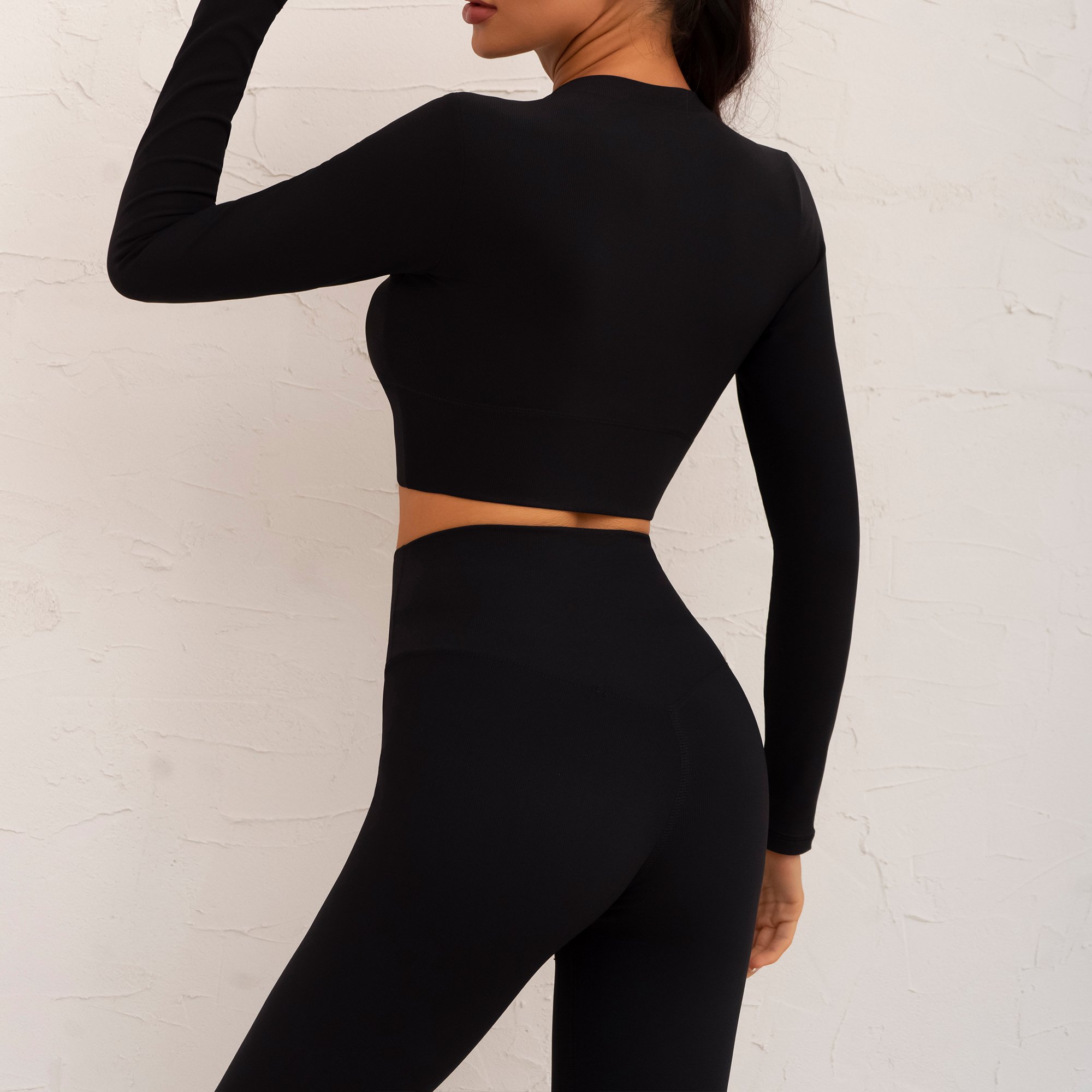 Pt Sports Five Pieces Set Free Matches Design Zippered Jacket Top No Embarrassing Capri Leggings Tight Bottom Ruched Fabric Girl
