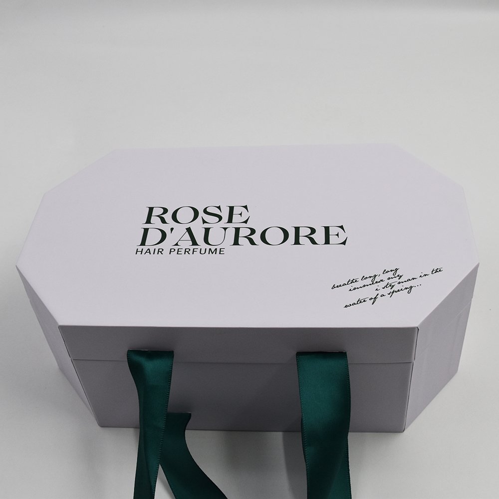 rigid luxury custom printed polygonal perfume gift box matching inner bracket bevel display box