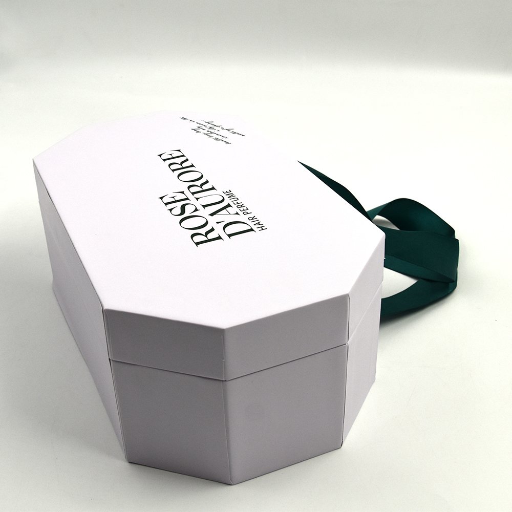 rigid luxury custom printed polygonal perfume gift box matching inner bracket bevel display box
