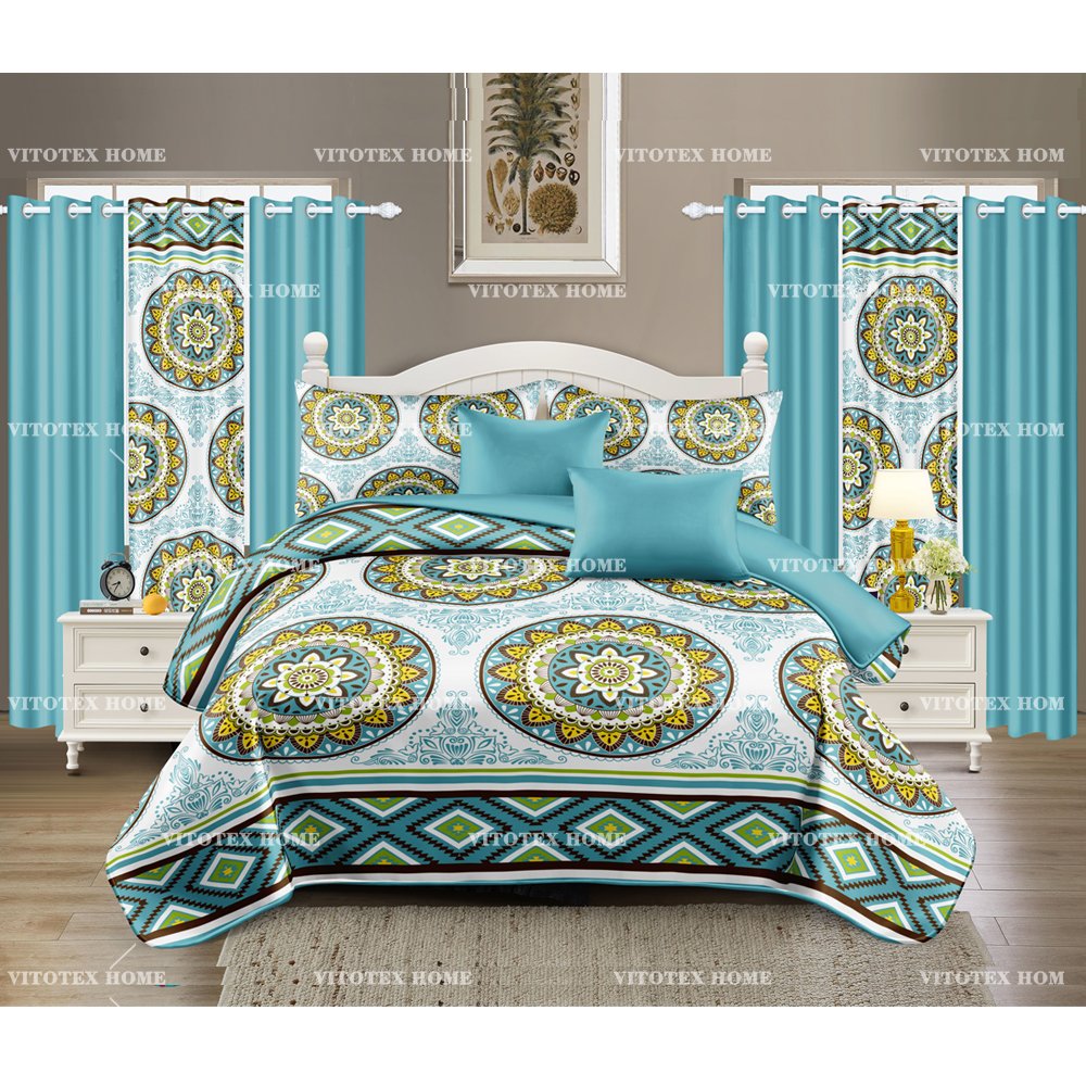 bedding sets with matching curtains curtains sets 2024 new 12 piece bedding bedspread set and sheet king size with curtain