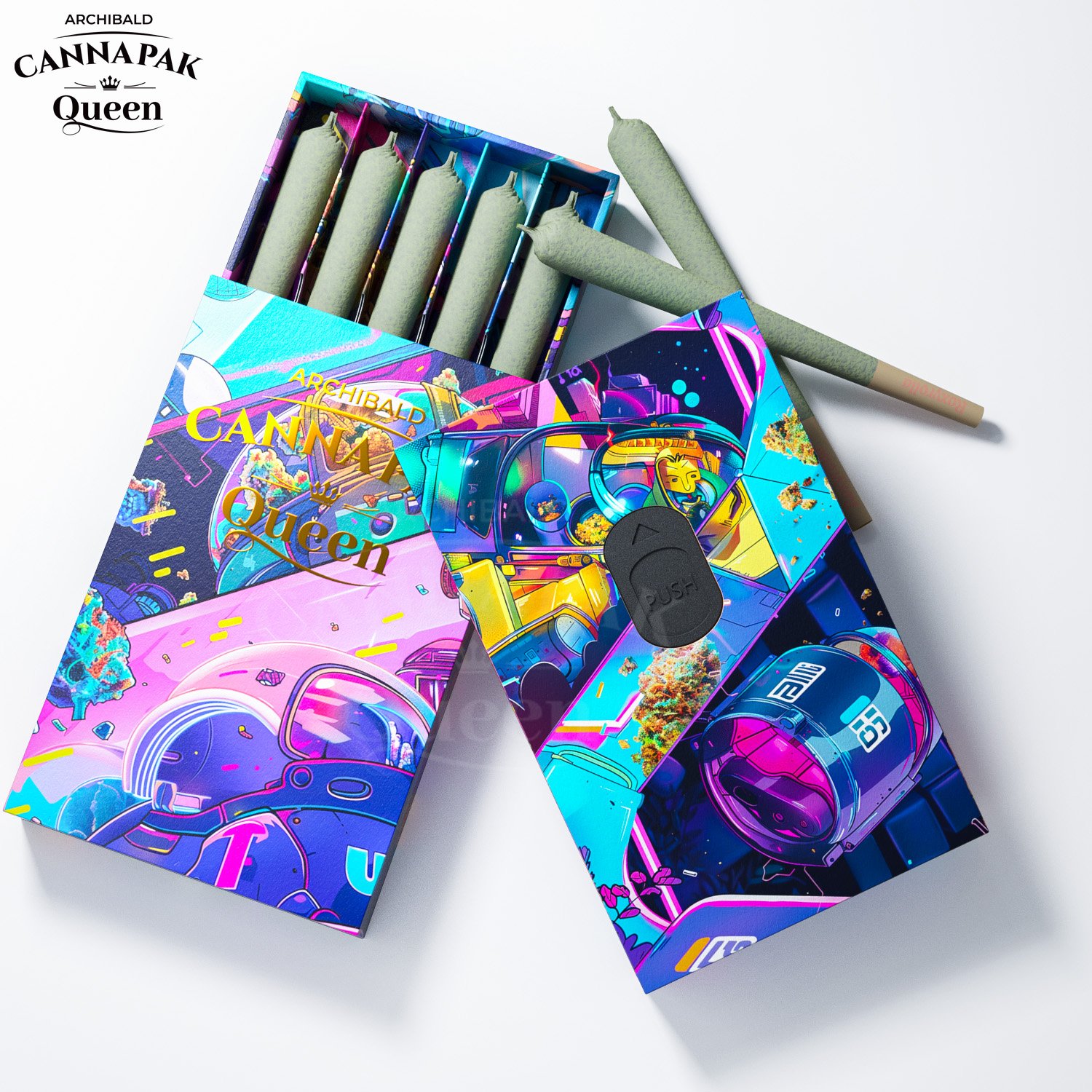 A Archibald Free Samples Custom Pre Cones Child Proof Drawer Paper Cigarettes Box Customer Child Resistant Roll Packaging Boxes