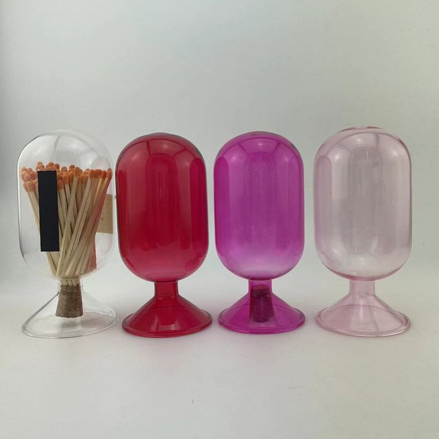Middles size Match cloches Custom colored small fireplace match cloche empty glass bottle matches