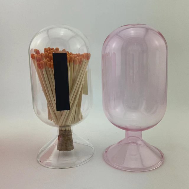 Middles size Match cloches Custom colored small fireplace match cloche empty glass bottle matches