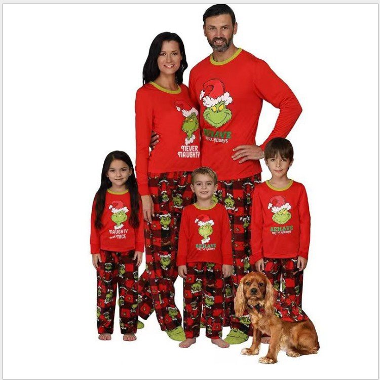 2024 Wholesale Fashion Customized Christmas Pajamas Family Matching Holiday New Year Print Long Sleeve Pants for Women and Men