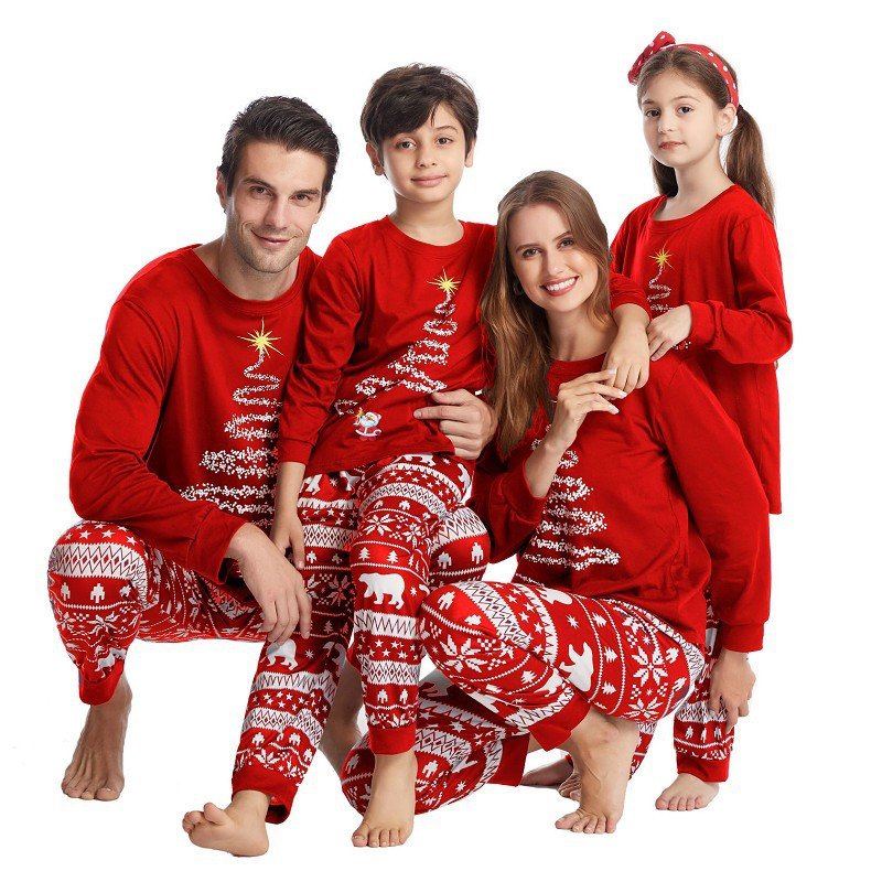 2024 Wholesale Fashion Customized Christmas Pajamas Family Matching Holiday New Year Print Long Sleeve Pants for Women and Men