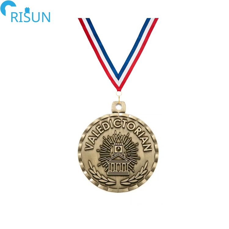 Factory Customize 3D Academic Graduate Graduation Valedictorian Award Medal Ribbon Medalla Medallion Custom Valedictorian Medal