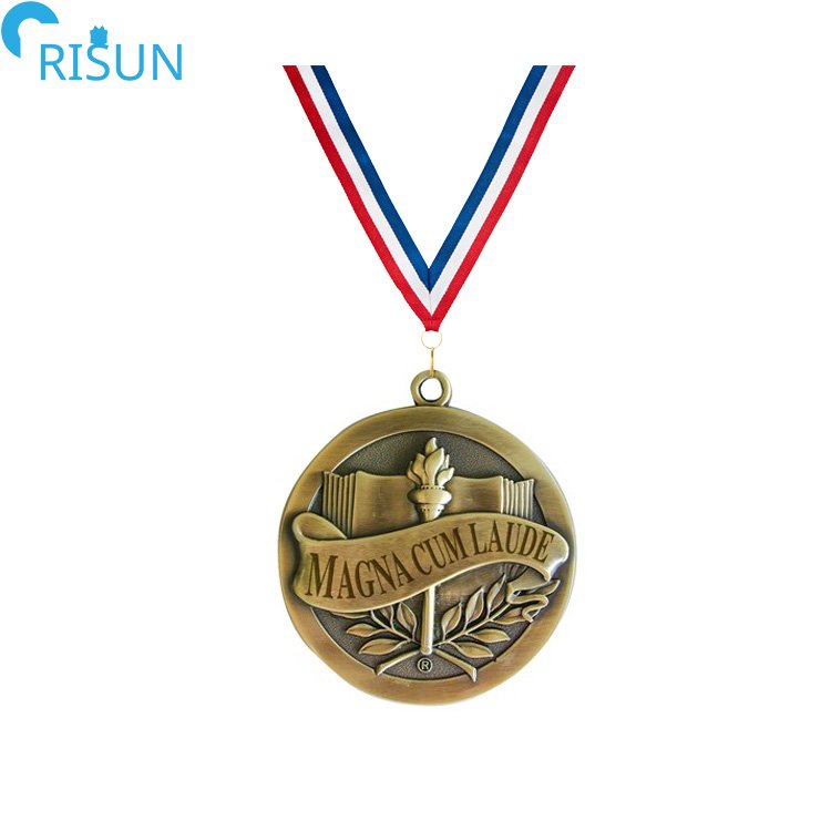 Factory Customize 3D Academic Graduate Graduation Valedictorian Award Medal Ribbon Medalla Medallion Custom Valedictorian Medal