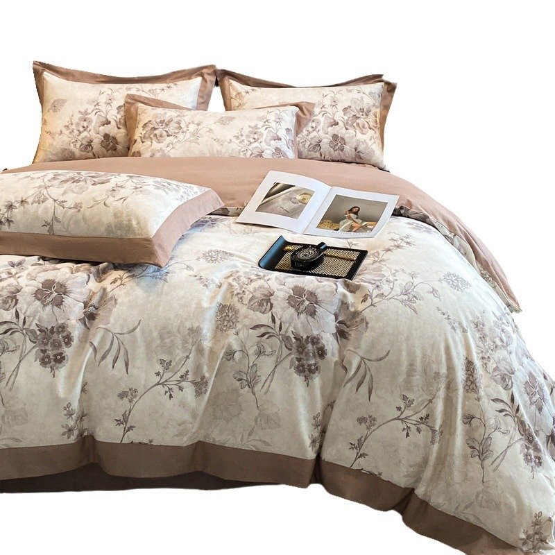 Microfiber printed 4 pcs in 1 bedroom bed duvet cover bed sheet curtain bedding sets