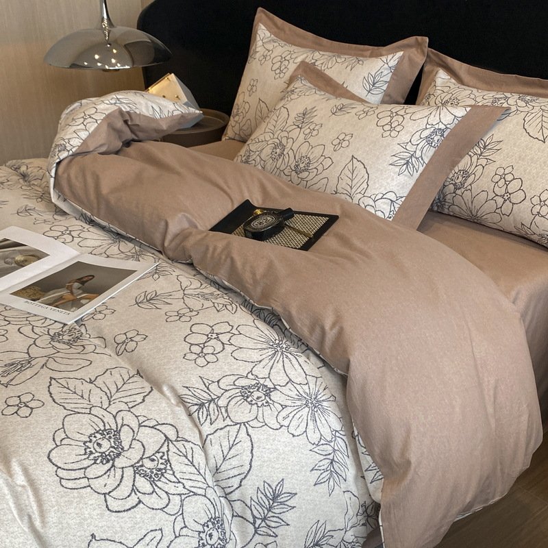 Microfiber printed 4 pcs in 1 bedroom bed duvet cover bed sheet curtain bedding sets
