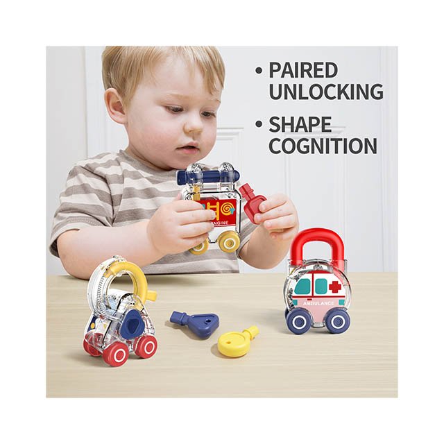 Shape Cognition Learning Sensory Montessori Educational Toys Unlock Mini Pull Car Match Learning Paired Unlocking Lock Key Toys