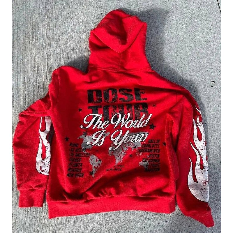 100% Cotton Retro Street Hip Hop Letter Print Oversized Hoodie Men's Fashion Trendy Goth Casual All-match Pullover.