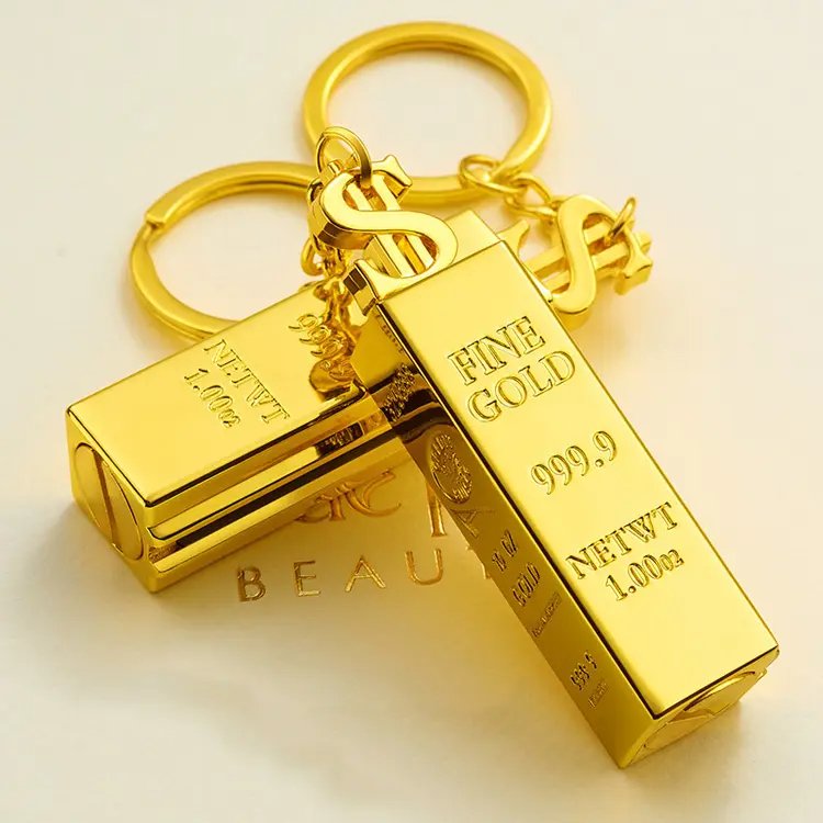 New Creative Portable Gold Bar match Shaped Lighter Match Key Chain Vintage Kerosene Keychain Lighter